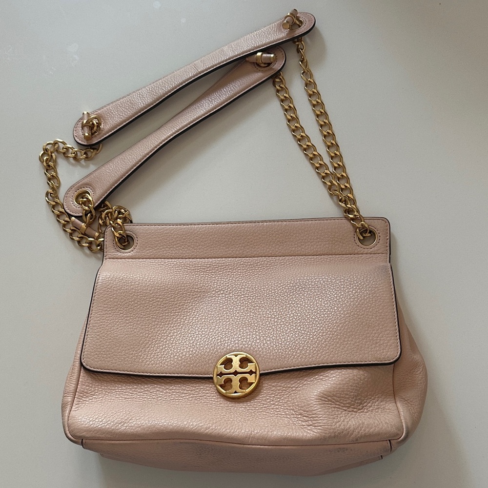 Tory Burch Leather Chelsea Flap Shoulder Bag / Crossbody with Gold Chain